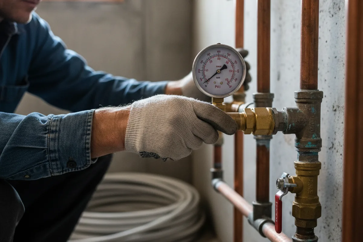 Pressure testing a repaired line during Water Line Repair in Pitman